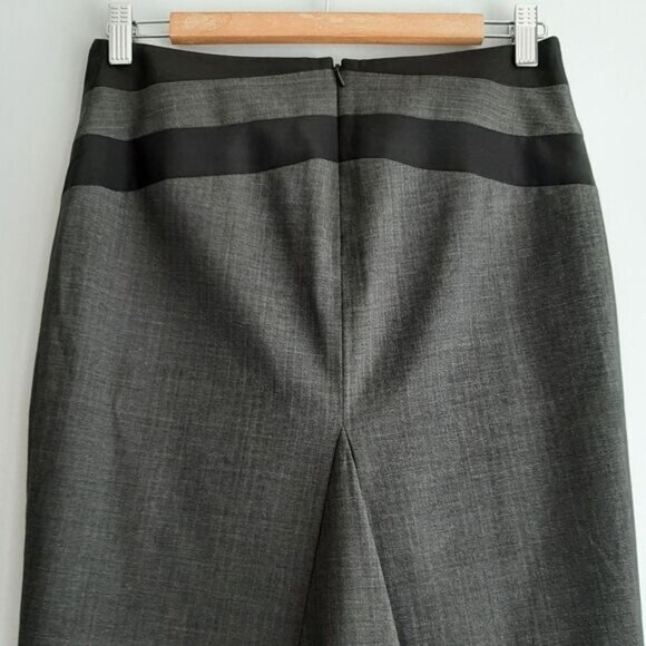 BCBG / Max Azria Julia Wool Blend Pencil Skirt Back Pleat Grey Sz 0 - Picture 7 of 12